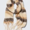 Chunky Fringed Scarf – Striped Beige Chunky Fringed Scarf – Striped Beige