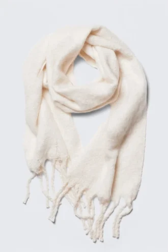 Chunky Fringed Scarf – White