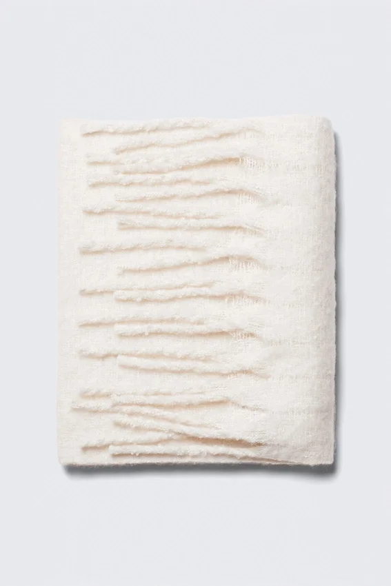 Chunky Fringed Scarf – White Chunky Fringed Scarf – White