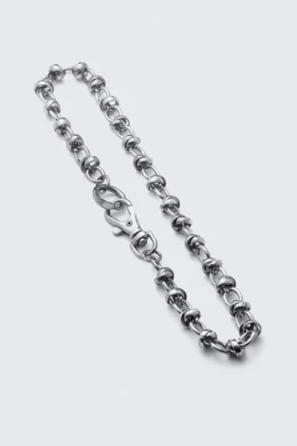Chunky Knotted Link Trouser Chain – Silver