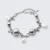 Chunky Pearl Charm Chain Necklace – Silver Chunky Pearl Charm Chain Necklace – Silver