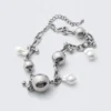 Chunky Pearl Charm Chain Necklace – Silver Chunky Pearl Charm Chain Necklace – Silver