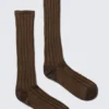 Chunky Rib Mid-High Socks – Dark Brown Melange Chunky Rib Mid-High Socks – Dark Brown Melange