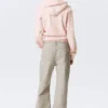 Cinched Cotton Zip Hoodie – Washed Light Pink