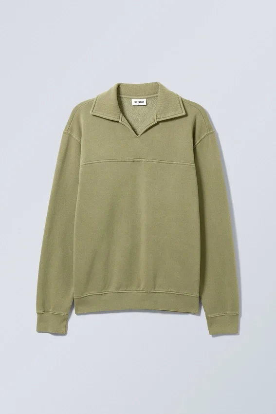 Clark Polo Sweatshirt – Khaki Clark Polo Sweatshirt – Khaki