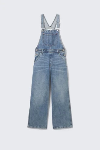 Classic Cotton Denim Dungarees – Fresh Blue – Medium Blue