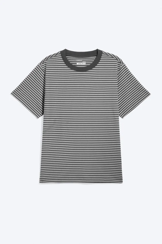 Classic Fit T-Shirt – Striped Grey Classic Fit T-Shirt – Striped Grey