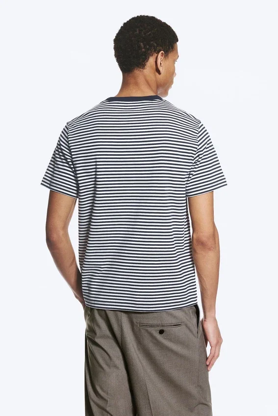 Classic Fit T-Shirt – White – Striped Navy Classic Fit T-Shirt – White – Striped Navy