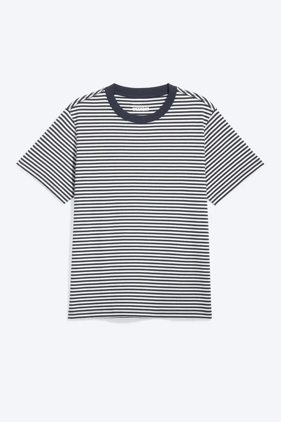 Classic Fit T-Shirt – White – Striped Navy Classic Fit T-Shirt – White – Striped Navy