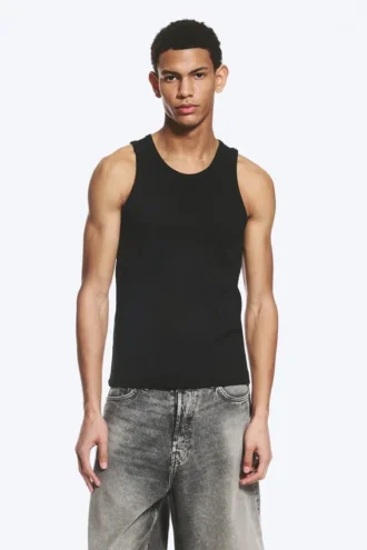 Classic Ribbed Tank Top – Black