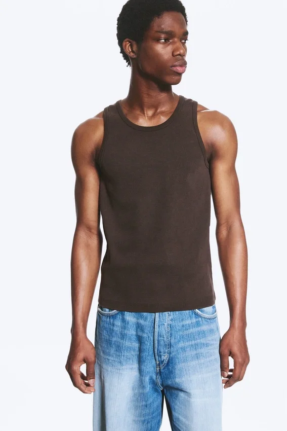 Classic Ribbed Tank Top – Dark Brown Classic Ribbed Tank Top – Dark Brown