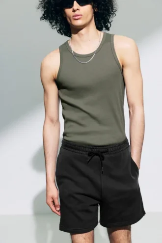 Classic Ribbed Tank Top – Light Dusty Khaki Green