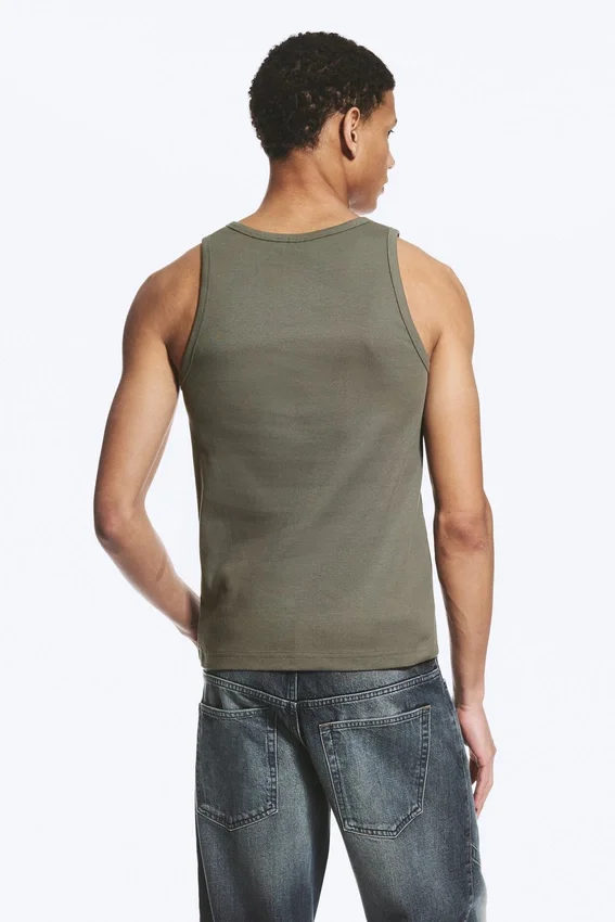 Classic Ribbed Tank Top – Light Dusty Khaki Green Classic Ribbed Tank Top – Light Dusty Khaki Green