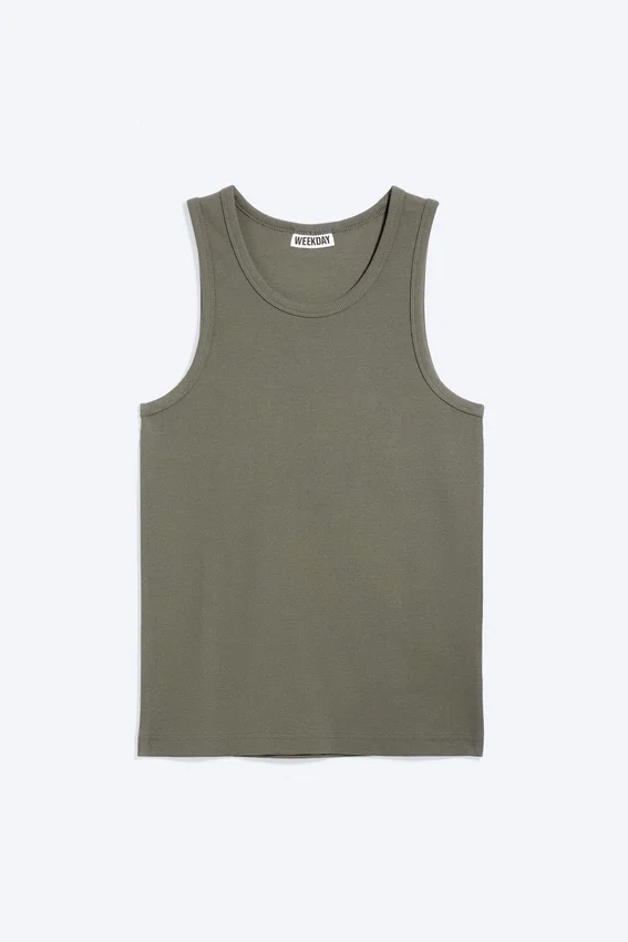 Classic Ribbed Tank Top – Light Dusty Khaki Green Classic Ribbed Tank Top – Light Dusty Khaki Green
