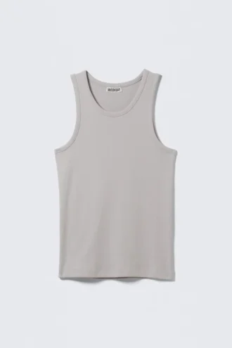 Classic Ribbed Tank Top – Light Grey