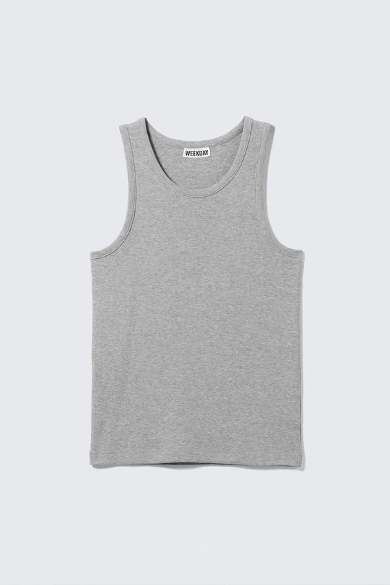Classic Ribbed Tank Top – Light Grey Melange Classic Ribbed Tank Top – Light Grey Melange