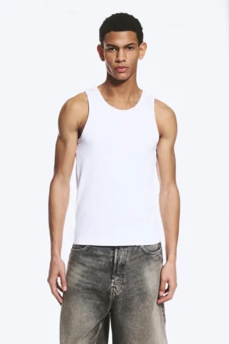Classic Ribbed Tank Top – White