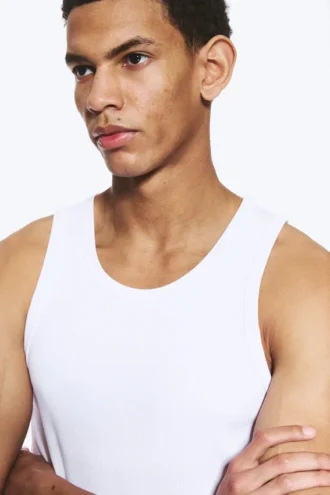 Classic Ribbed Tank Top – White