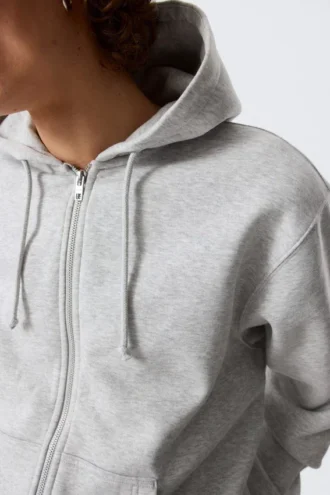 Classic Zip Hoodie – Grey Melange