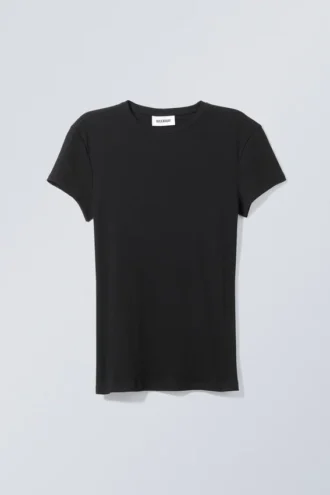 Close Fitted Rib T-Shirt – Black