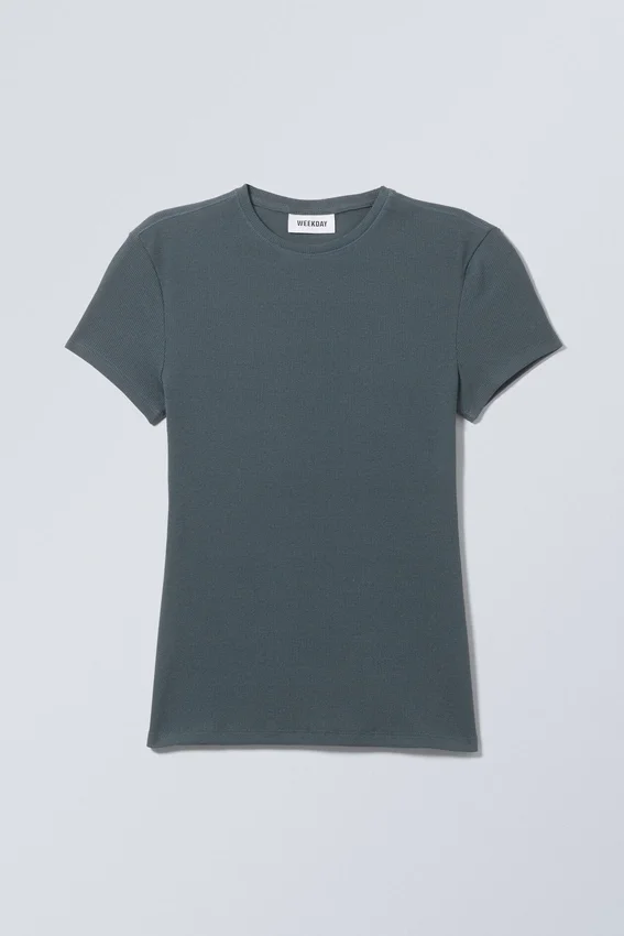 Close Fitted Rib T-Shirt – Dark Petrol Close Fitted Rib T-Shirt – Dark Petrol