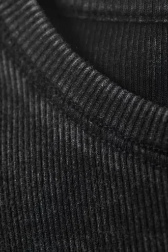 Close Fitted Rib T-Shirt – Washed Black