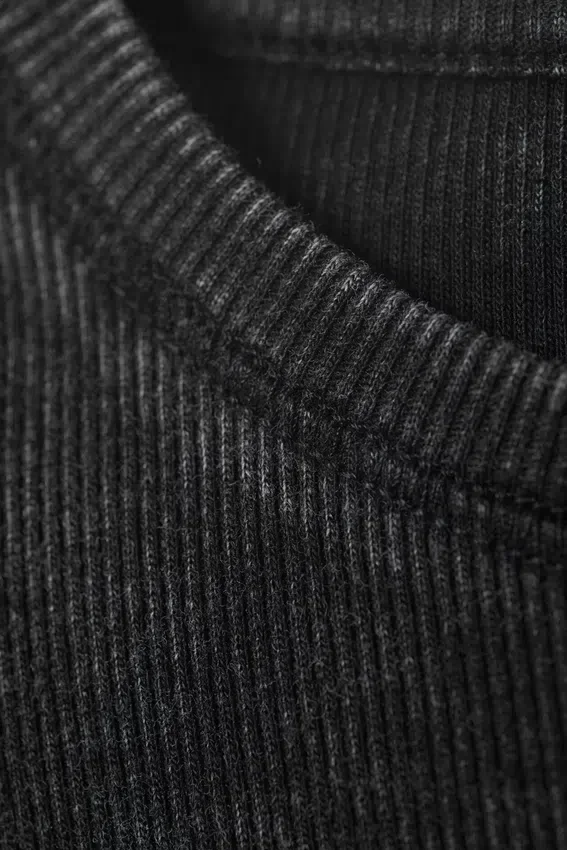 Close Fitted Rib T-Shirt – Washed Black Close Fitted Rib T-Shirt – Washed Black