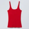 Close Fitted Ribbed Singlet – Bright Red Close Fitted Ribbed Singlet – Bright Red