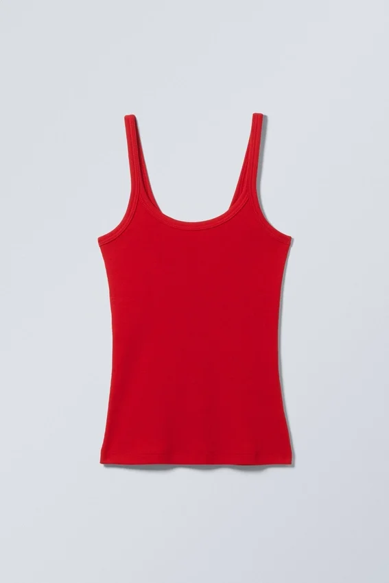 Close Fitted Ribbed Singlet – Bright Red Close Fitted Ribbed Singlet – Bright Red