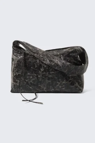 Coated Rectangular Shoulder Bag – Coated Black