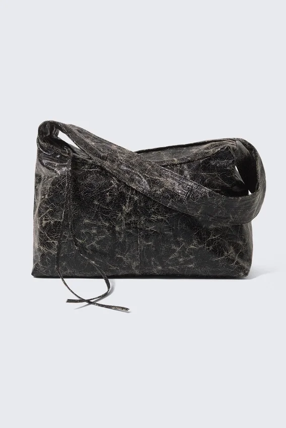 Coated Rectangular Shoulder Bag – Coated Black Coated Rectangular Shoulder Bag – Coated Black