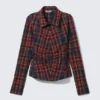 Collared Gathered Shirt – Dark Red Collared Gathered Shirt – Dark Red