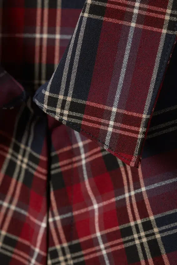 Collared Gathered Shirt – Dark Red Collared Gathered Shirt – Dark Red