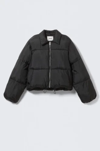 Collared Puffer Jacket – Black