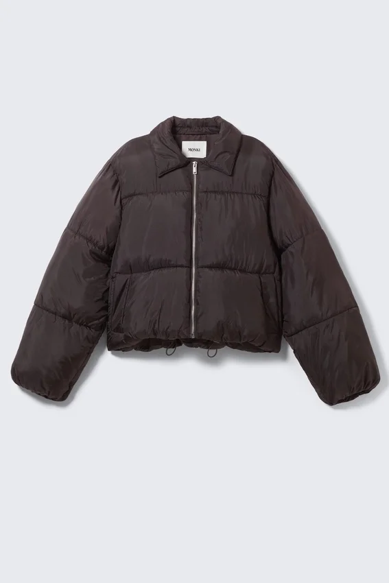 Collared Puffer Jacket – Dark Brown Collared Puffer Jacket – Dark Brown