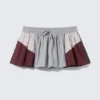 Colourblock A-Line Nylon Mini Skirt – Grey/Pink/Red Colourblock A-Line Nylon Mini Skirt – Grey/Pink/Red