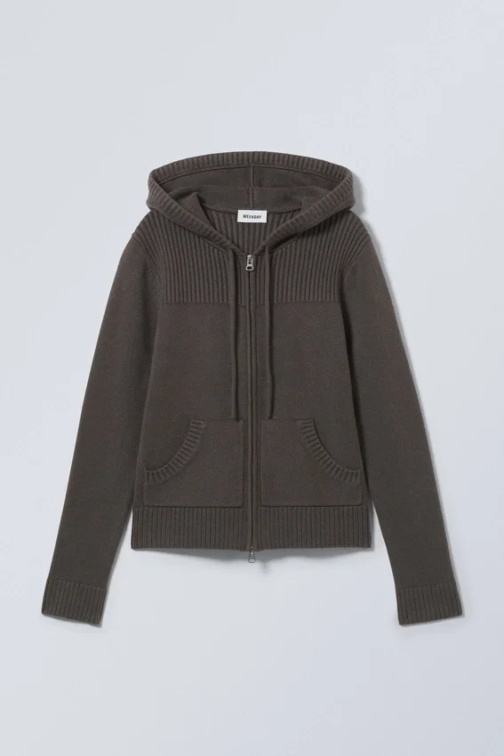 Compact Knitted Zip Hoodie – Dark Grey Compact Knitted Zip Hoodie – Dark Grey
