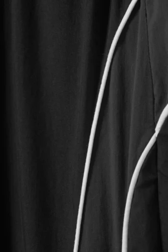 Contrast Piped Wide-Leg Track Trousers – Black