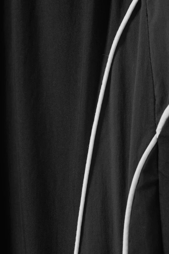 Contrast Piped Wide-Leg Track Trousers – Black Contrast Piped Wide-Leg Track Trousers – Black