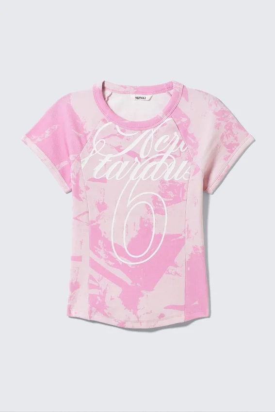 Contrast Stitch Fitted T-Shirt – Pink Stardust Contrast Stitch Fitted T-Shirt – Pink Stardust