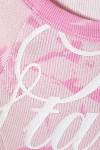 Contrast Stitch Fitted T-Shirt – Pink Stardust
