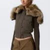 Convertible Hood Bomber Vest – Dark Grey Convertible Hood Bomber Vest – Dark Grey