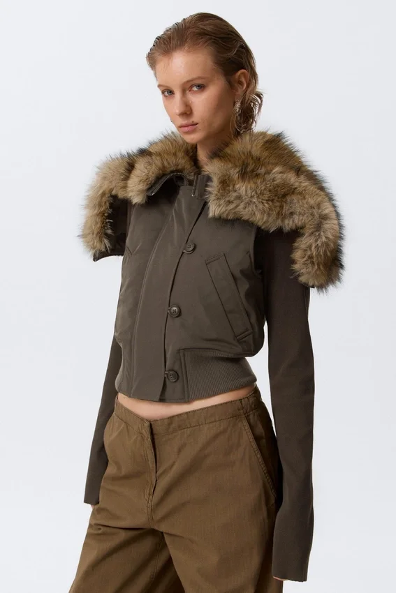 Convertible Hood Bomber Vest – Dark Grey Convertible Hood Bomber Vest – Dark Grey
