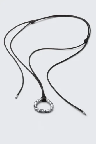 Cord Pendant Necklace – Silver – Black Cord Cord Pendant Necklace – Silver – Black Cord