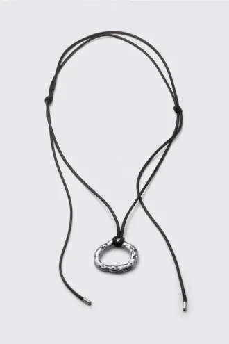 Cord Pendant Necklace – Silver – Black Cord Cord Pendant Necklace – Silver – Black Cord