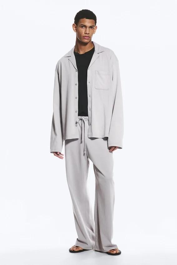 Cotton Lounge Shirt – Dusty Light Grey Cotton Lounge Shirt – Dusty Light Grey