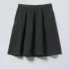 Cotton Poplin Midi Skirt – Checked Dark Blue Cotton Poplin Midi Skirt – Checked Dark Blue