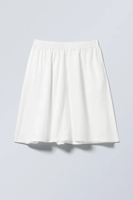 Cotton Poplin Midi Skirt – White Cotton Poplin Midi Skirt – White