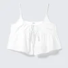 Cotton Poplin Tie-Front Pyjama Top – White Cotton Poplin Tie-Front Pyjama Top – White