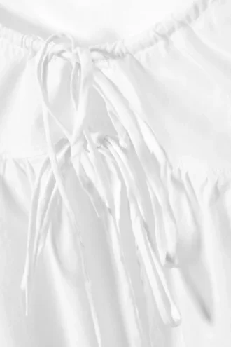 Cotton Poplin Tie-Front Pyjama Top – White